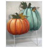 (FL) Metal Fall Decor Double Pumpkin Yard Stake