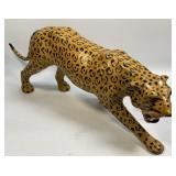 (G) Handmade Leather Leopard Statue 24ï¿½ Long x