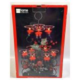 (G) Red Berry Iron Candle Holder NOS Unused