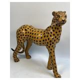 (G) Handmade Leather Leopard Statue 14.5ï¿½ High x