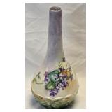 (E) Porcelain Hand Painted Bud Vase 10" tall