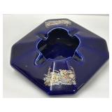 (H) Vintage Cobalt Blue Kutani-Style Ashtray
