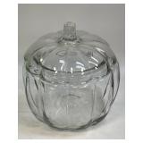(B) Clear Glass Pumpkin Candy/Cookie Jar Lidded