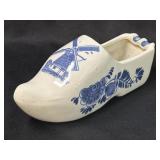 (H) Vintage Delft Blue Ceramic Holland Clog Shoe