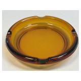(H) Vintage Large Round Dark Amber Glass
