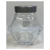 (B) Vintage Embossed Clear Glass Canister With