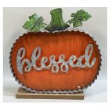 Fall Blessed Wooden and Metal Pumpkin Decor 9.5ï¿½