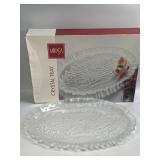 (B) Mikasa Crystal Glass Oval Tray Christmas 18ï¿½