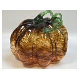 (B) Hand Blown Brown Swirl Pattern Glass