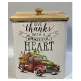 (B) Enamel Canister Give Thanks with A Grateful