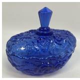 Vintage Cobalt Blue Glass Candy Trinket Dish