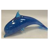 Handcrafted Murano-Style Blue Art Glass Dolphin