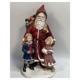 (B) Vintage Ceramic Santa with Two Kids Christmas