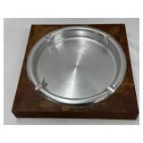 (H) Walnut Base and Metal Ashtray