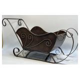 (E)  Christmas Brown Metal Sleigh 25"x 8"x14"