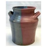 Signed Double Handled Pottery Vase 7ï¿½ Tall