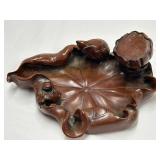(H) Resin Incense Holder Ashtray Frog On Lotus