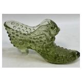 (B) Vintage Fenton Olive Green Hobnail Glass Cat
