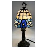 (B) Tiffany Style Table Lamp White Stained Glass