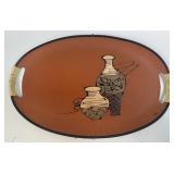 (H) Saki Or Tea Service Tray, Hand  Painted in