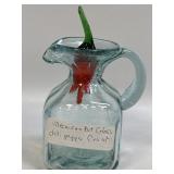 (B) Mexican Art Glass Chili Pepper Cruet 6.5ï¿½ T