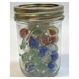 1/2 Pint Kerr Jar of Assorted Cat Eye Marbles