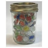 1/2 Pint Kerr Jar of Assorted Cat Eye Marbles