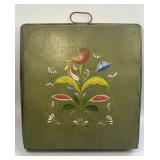 (H) Hand Painted Sheet Metal Tray with Handles as