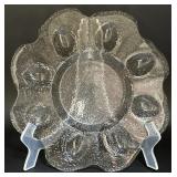 Hand Made Clear Textured Glass Deviled Egg Plate