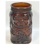 (A) American Indian Chief Brown Amber Glass