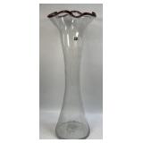 (A) Handmade Blenko Clear Vase with Ruffled