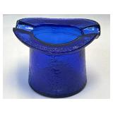 Vintage Cobalt Blue Glass Top Hat Ashtray