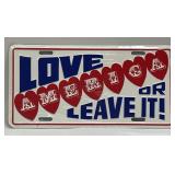 License Plate Love America or Leave It
