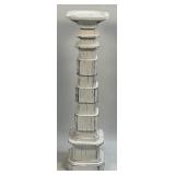 (E) 17" White Distress Resin Square Base