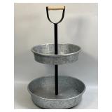 (E) Galvanized 2 Tier Shelf with Black Center and