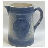 Vintage Salt Glaze Blue Pitcher W/Butterfly as