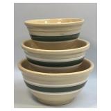 Set of 3 Watt Pottery Nesting Bowls Green and