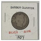 (SC) 1907 Barber Quarter as Pictured