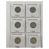 (SC) 6 Buffalo Nickels as Pictured