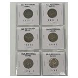 (SC) 6 Old Jefferson Nickels as Pictured