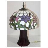 Vintage Tiffany Style Stained Glass Lamp w/ Ruby