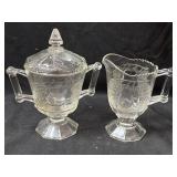 Jeannette Glass Baltimore Pear Creamer & Sugar