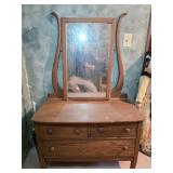 Solid Wood Lowboy Dresser w/ Mirror (needs