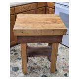 Freestanding Wooden Butcher Block Table 25'L
