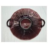 Vintage Red Ruby Glass Handled Plate 12' wide