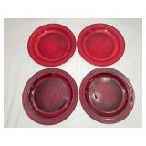 4 Vintage Ruby Red Glass 9ï¿½' Plates