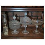 Shelf Contents- 3 Indiana Glass Diamond Point