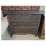 Dark Solid Wood 3-Drawer Chest of Drawers 38'L