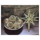 Wooden Bowl w/ Golden Metal Balls & Golden Star