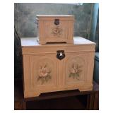 Matching Decorative Floral Wooden Trunks